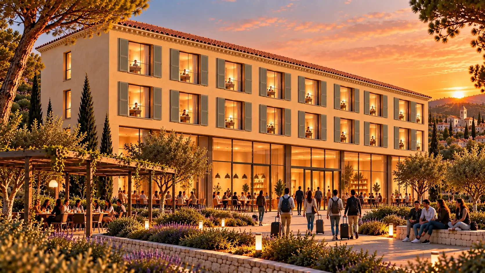 Hôtel CLÉ en version provence : toit en tuiles, enduit ocre et volets en bois